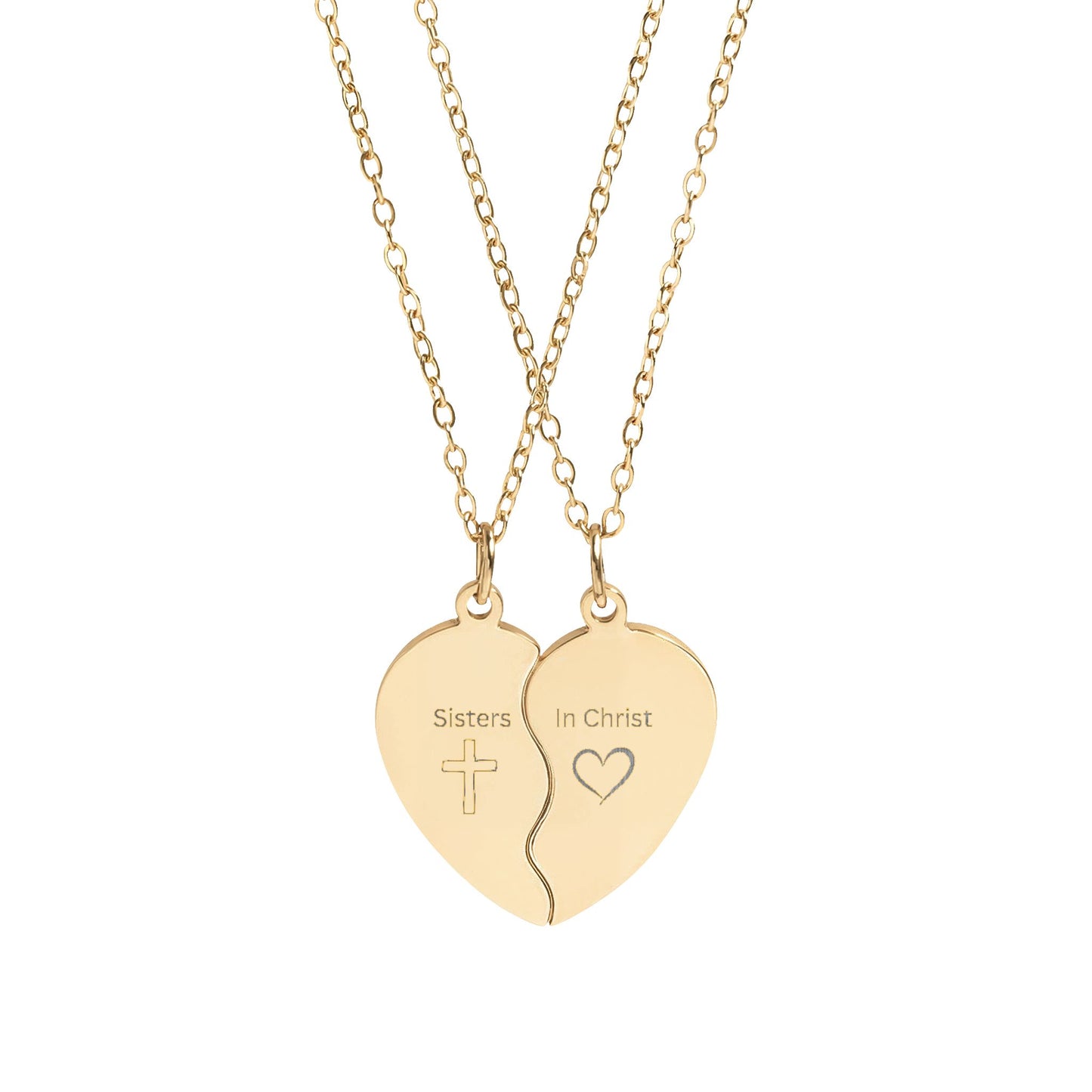 Engravable Break-Apart Heart Necklace Set – Best Friends / Couples Matching Pendant