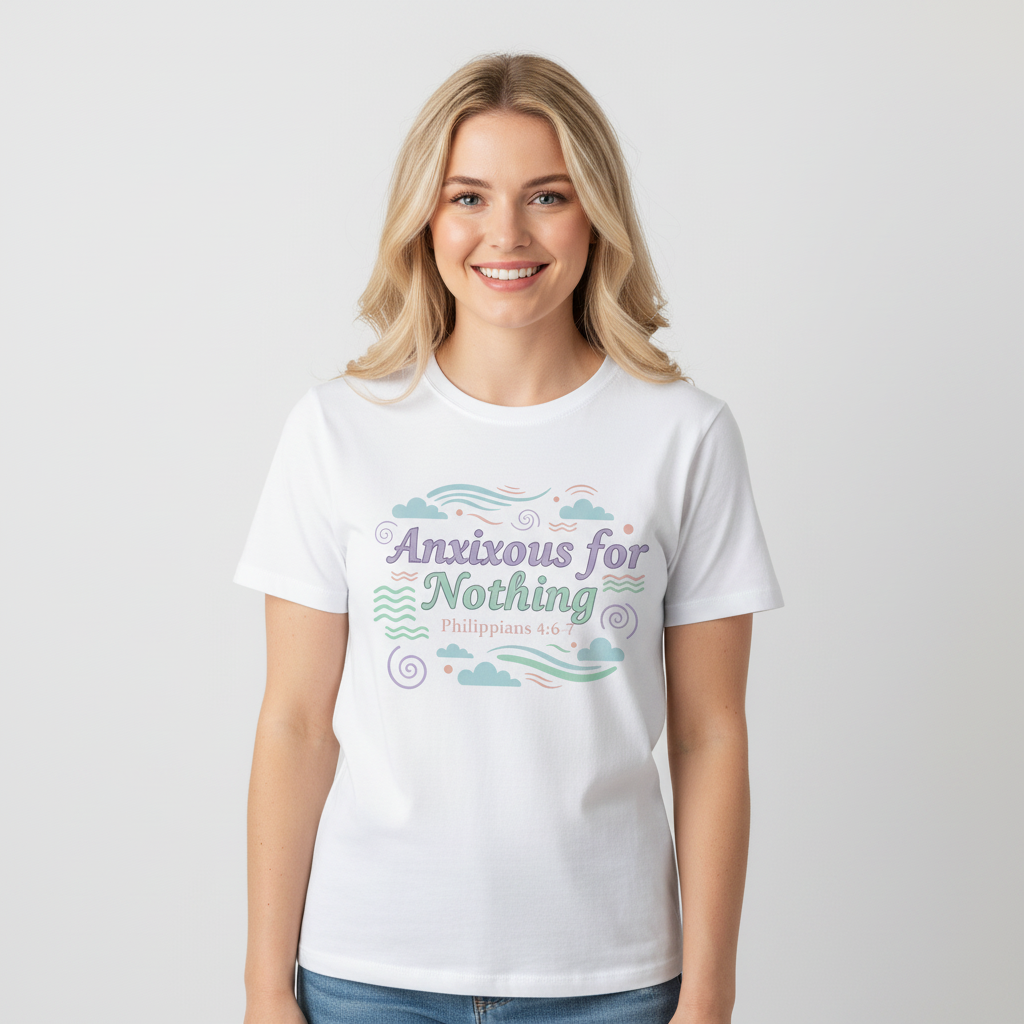 Anxious for Nothing T-Shirt — Calm Pastel Faith Tee