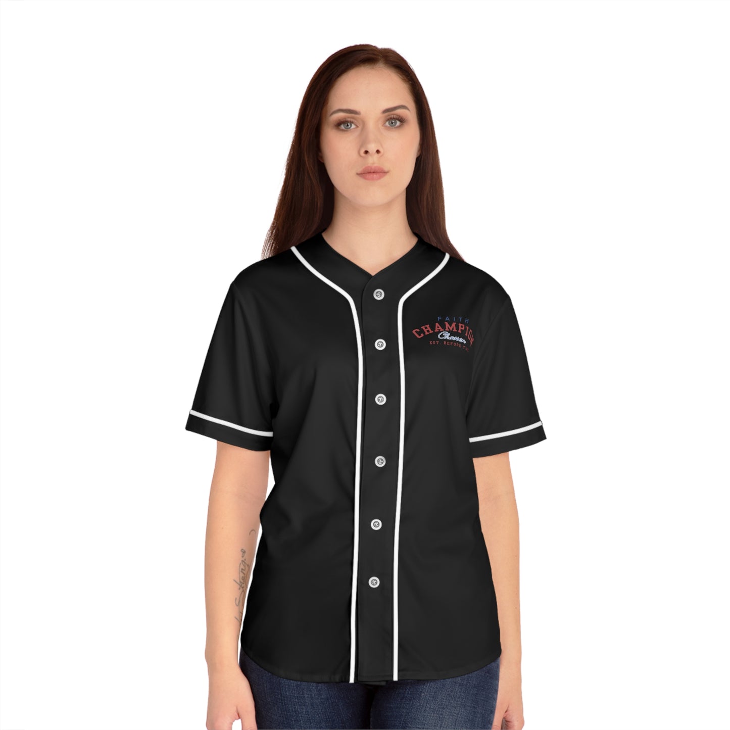 Team Jesus. Champion of Faith . Faith-Inspired Women's Baseball Jersey - Team Jesus 2025