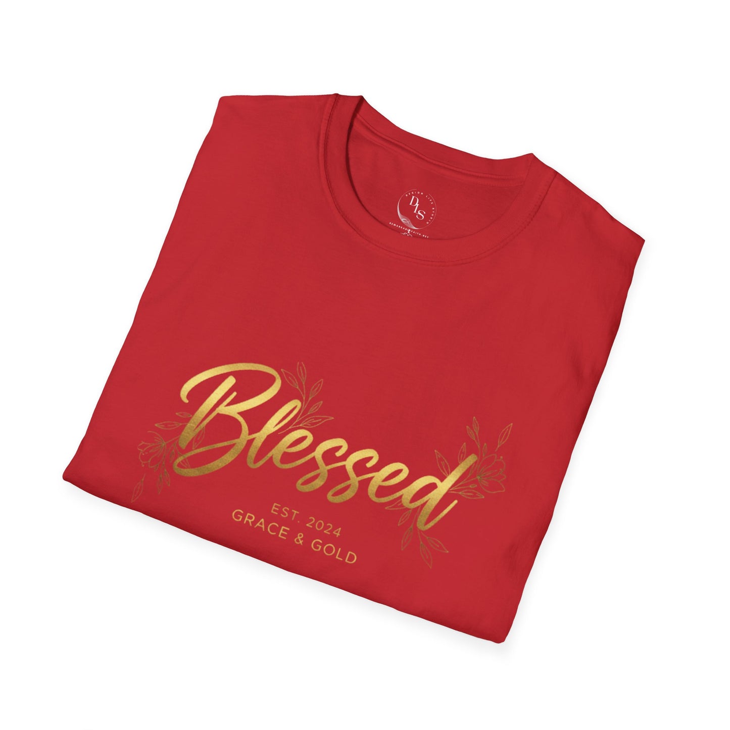 Blessed Gold Script T-Shirt — Inspirational Faith Tee