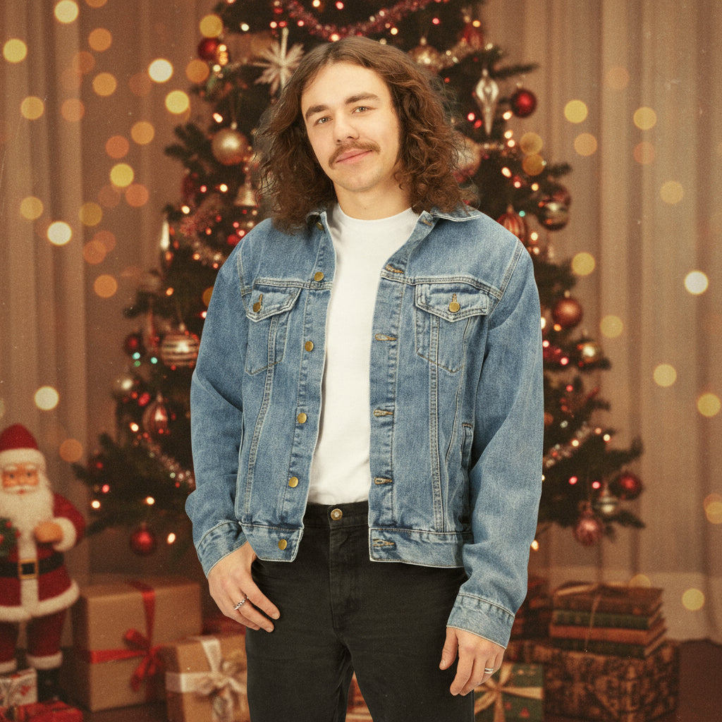 Victory is mine -Men's Denim Jacket with Inspirational Cross Design