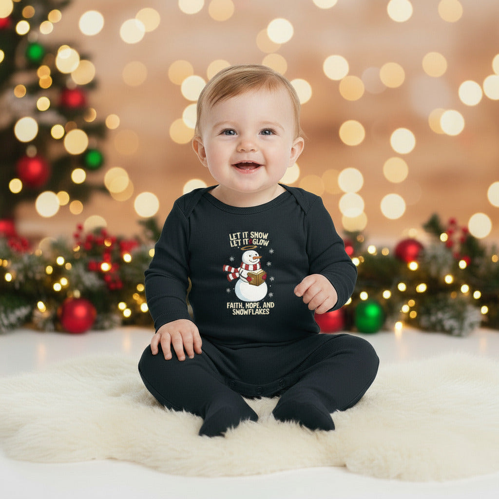 Christmas Infant Long Legged Bodysuit - "Let It Snow" Holiday Outfit