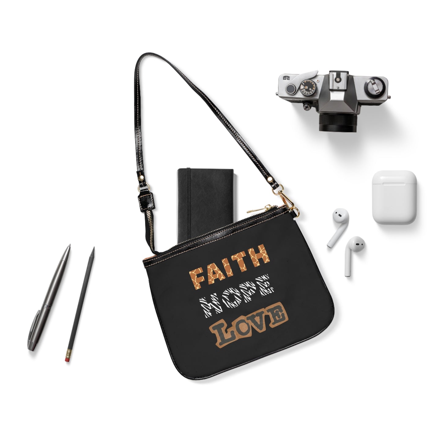 Faith, Hope, Love Small Shoulder Bag | Ideal Gift for Mom, Inspirational Accessory, Everyday Use, Stylish Purse, Casual Chic