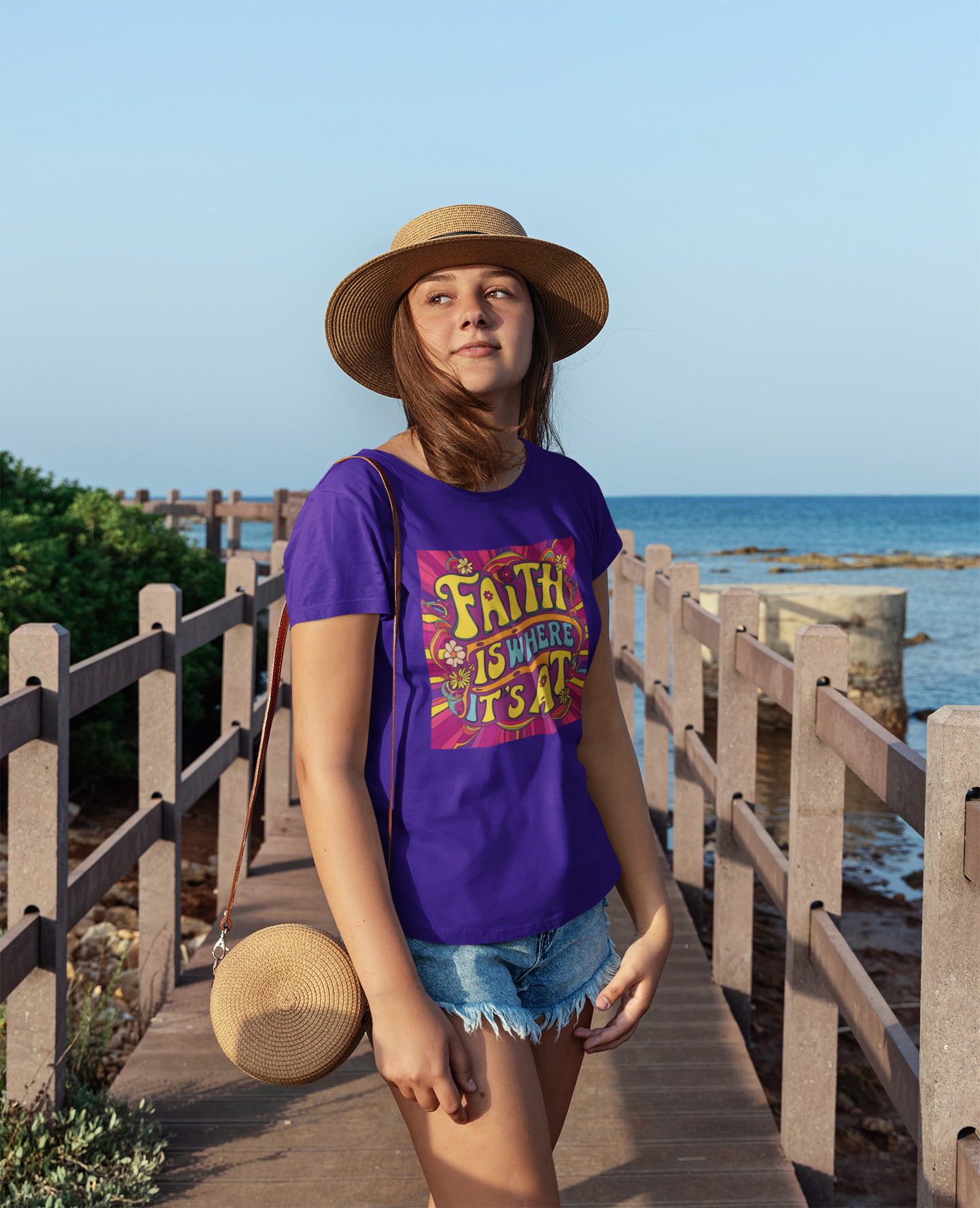Faith Is Where It’s At – Retro Christian T-Shirt with Psychedelic Flair