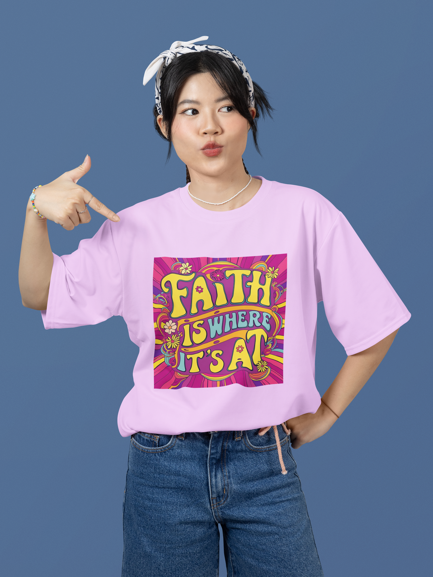 Faith Is Where It’s At – Retro Christian T-Shirt with Psychedelic Flair