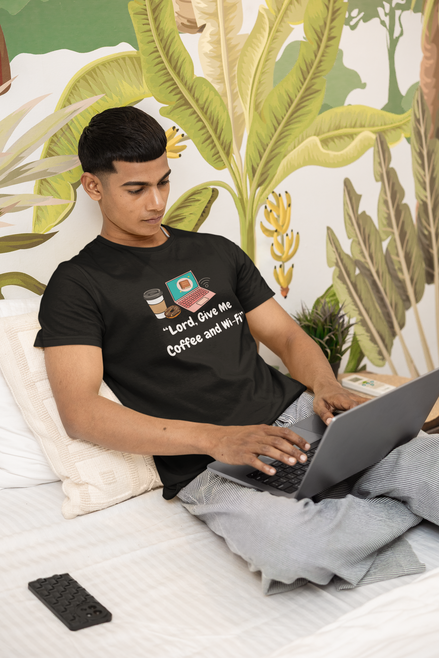 Funny Christian T-Shirt – “Lord, Give Me Coffee and Wi-Fi” | Faith & Comfort Tee