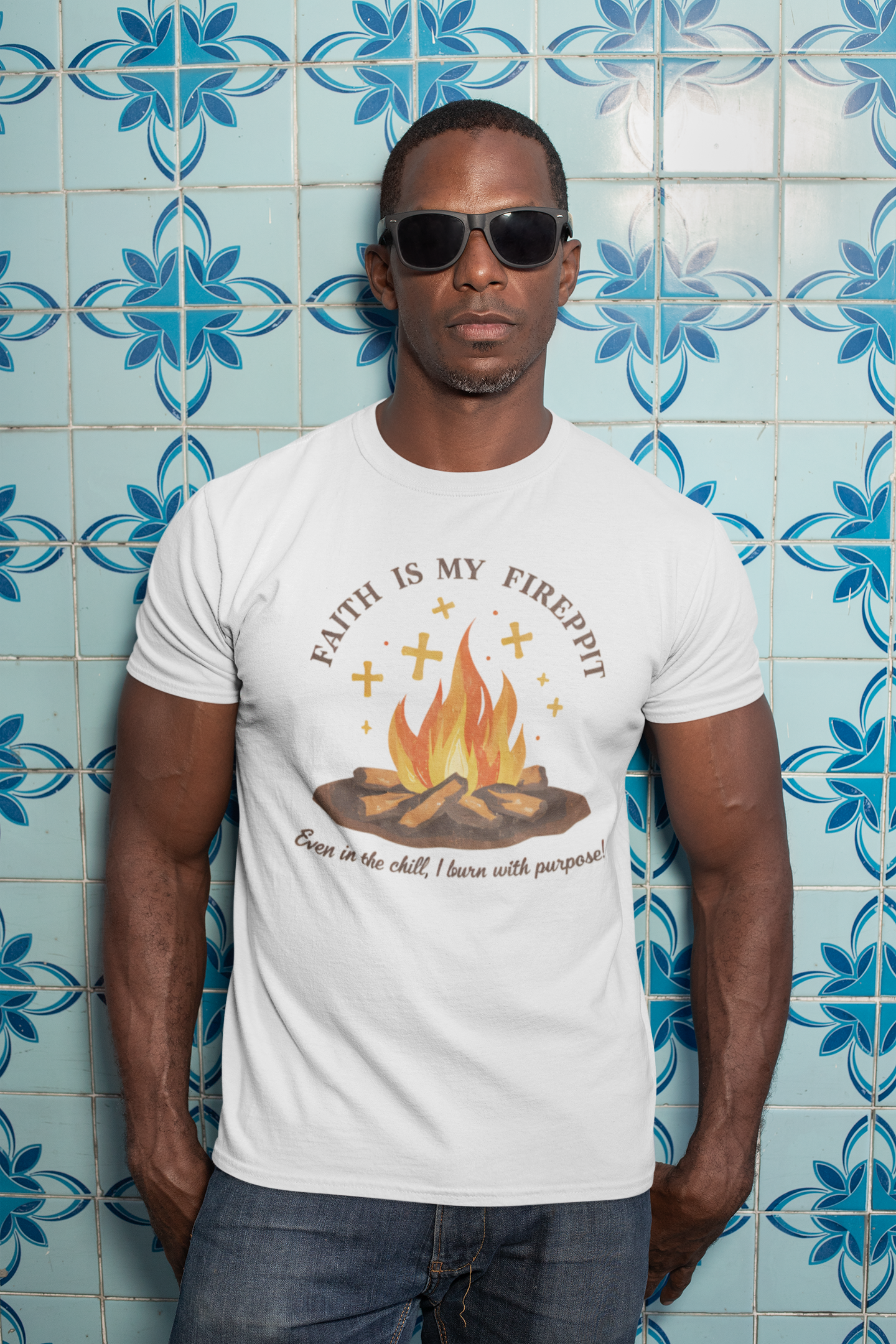 Faith Is My Firepit Tee, Unisex Short Sleeve Shirt, Inspirational Tee, Cozy Campfire Top, Faith-Based Gift, Summer Celebration Apparel