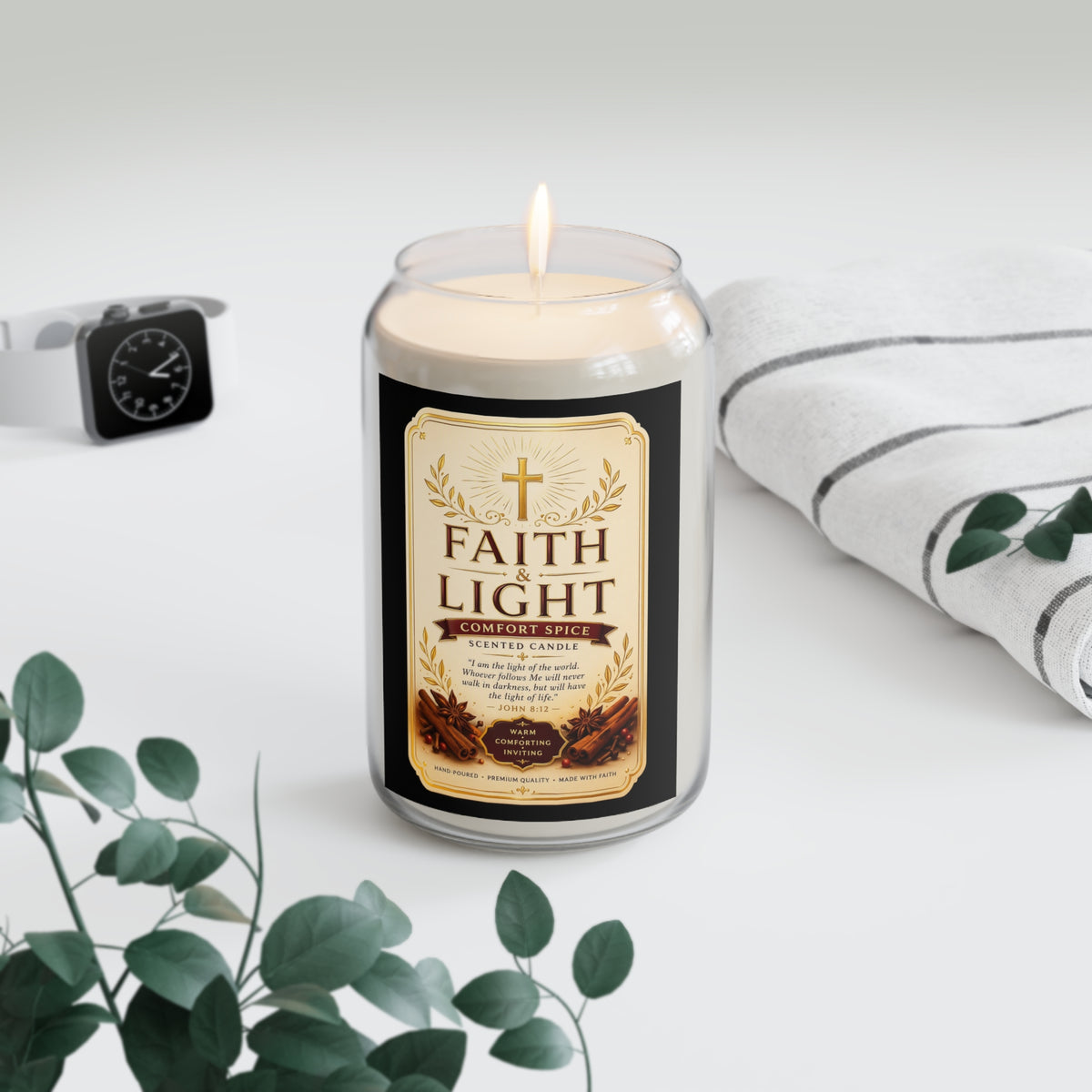 Faith & Light Comfort Spice Candle, Soy Jar Candle 13.75oz
