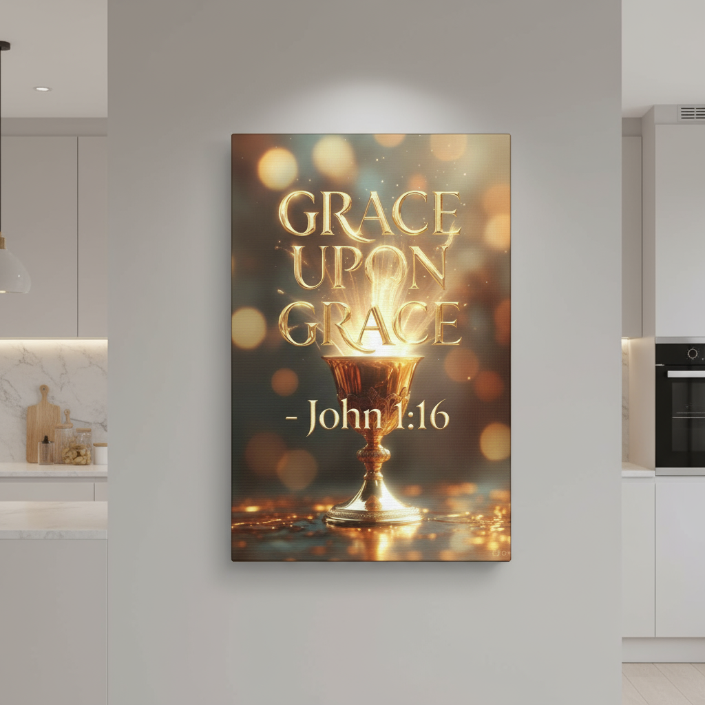 "Upon Grace" John 1:16 Canvas Wall Art