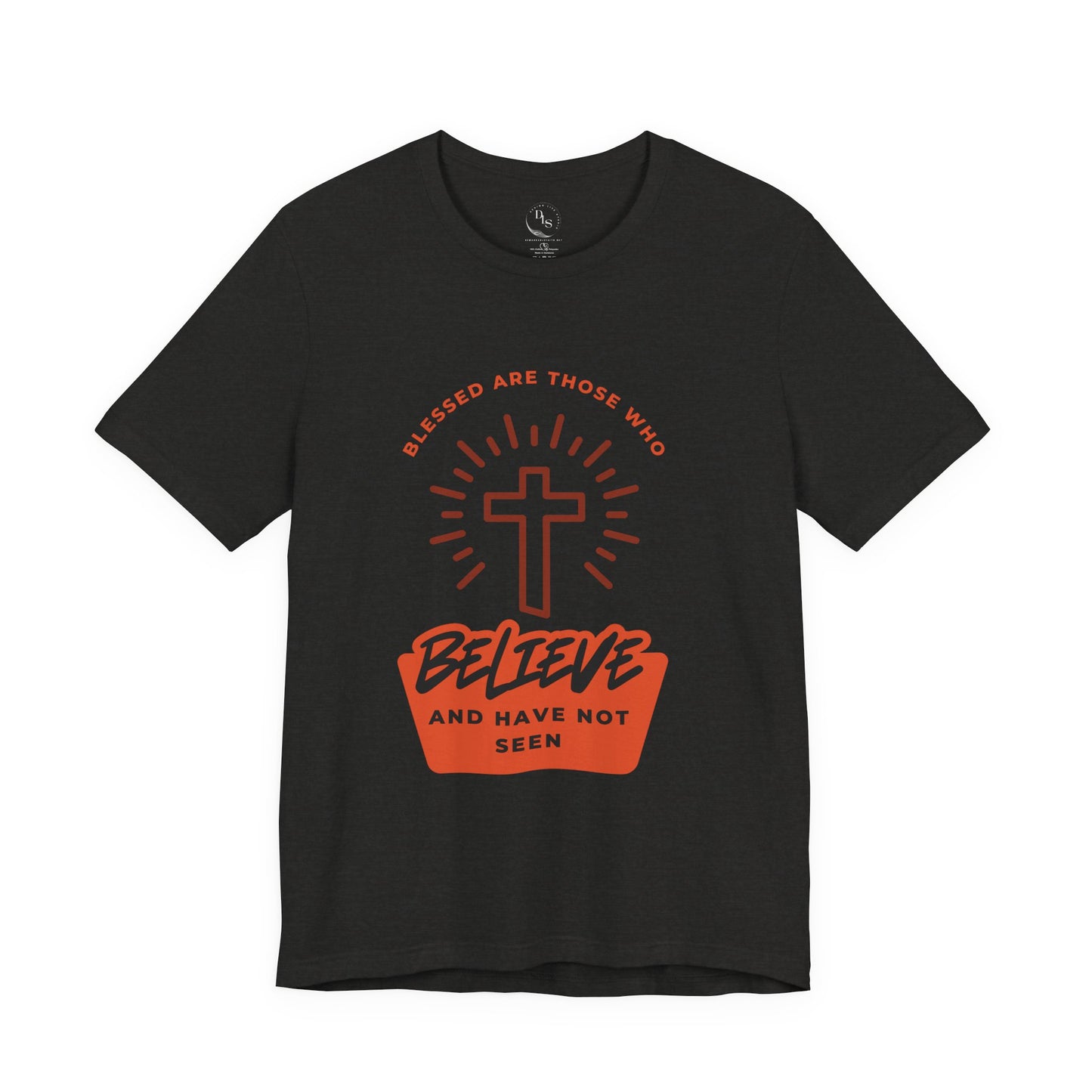 Blessed Are Those Who Believe” Radiant Cross Tee Faith That Shines. Belief That Endures.