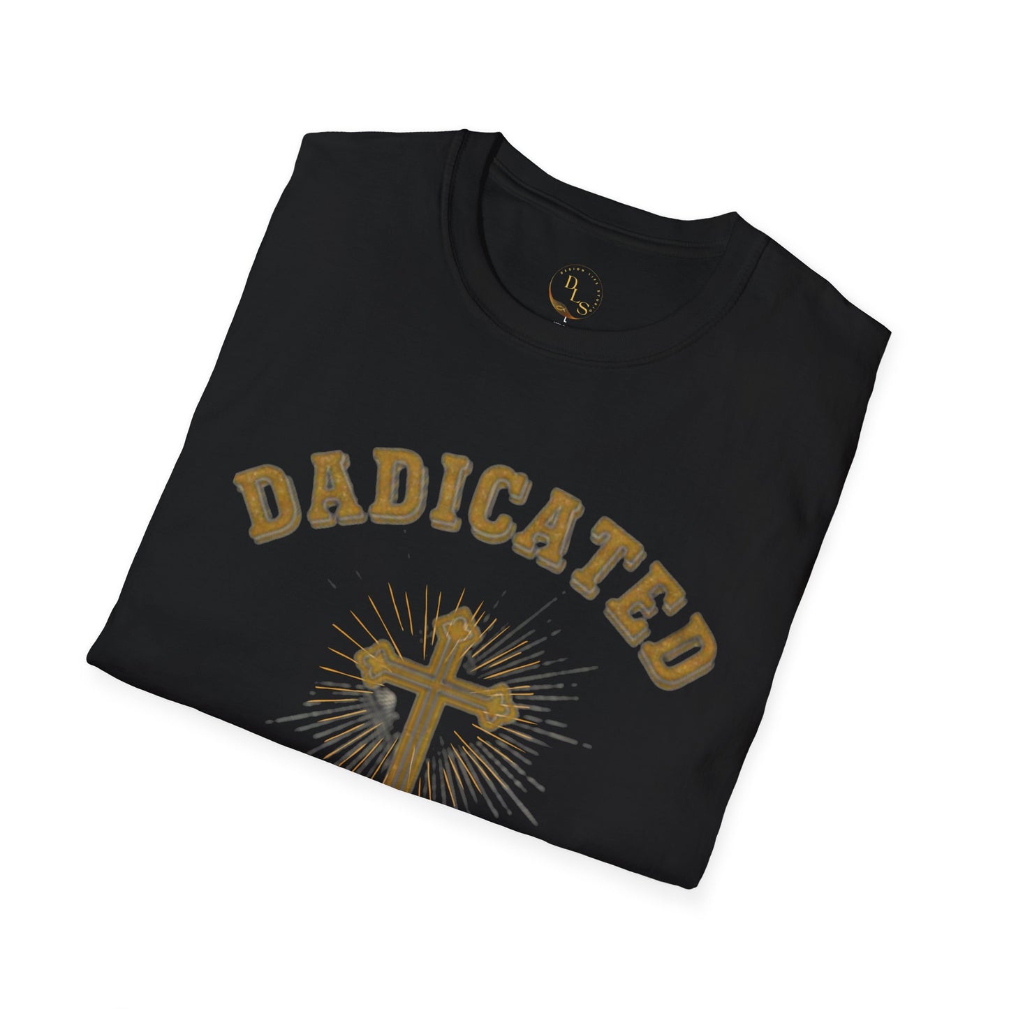 Christian T-Shirt — "Dadicated to God" Cross Faith Tee