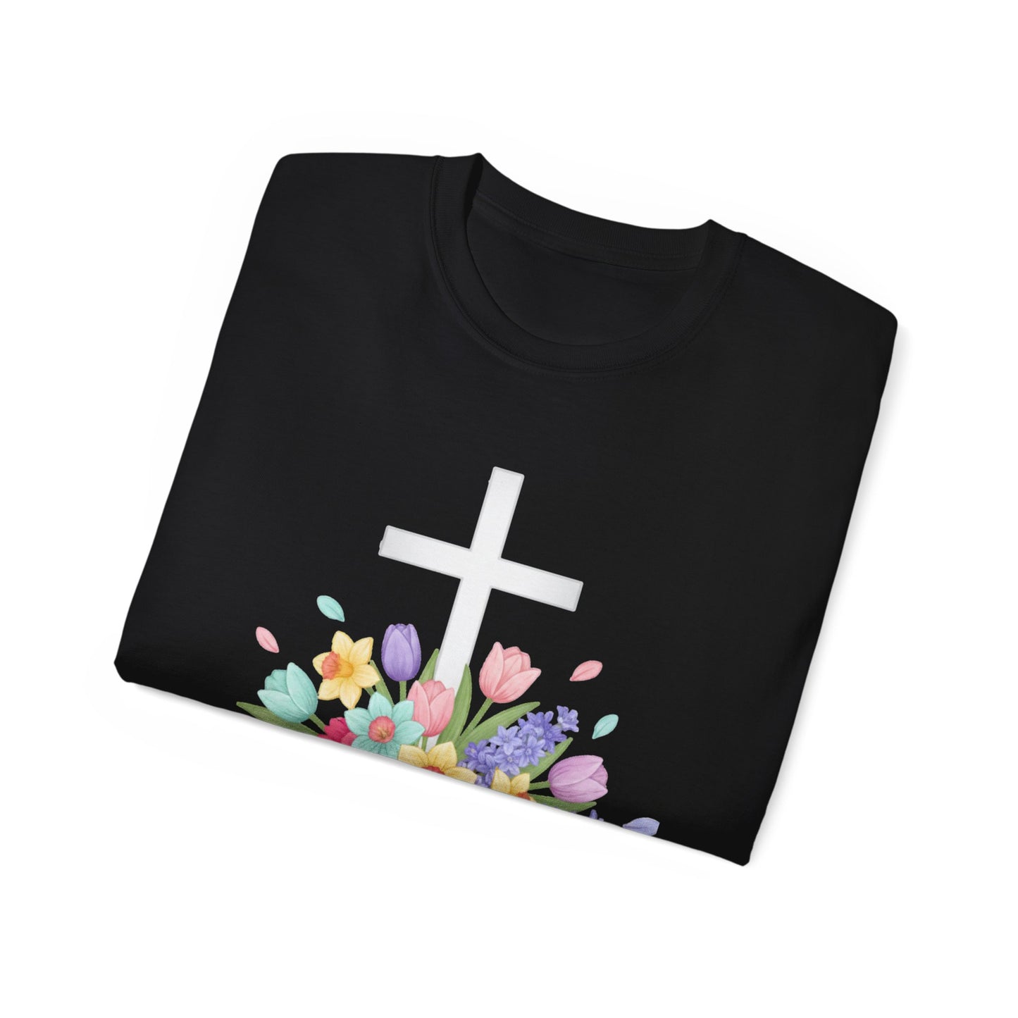 Easter 'He Is Risen' Floral Cross T-Shirt