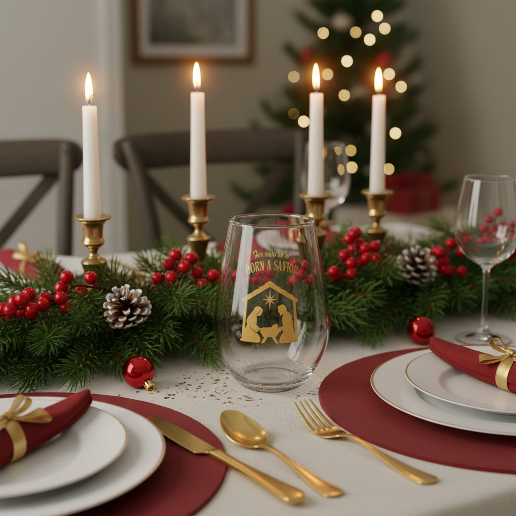 'Born to Be a Savior' Holiday Wine Tumbler, 11.75 oz