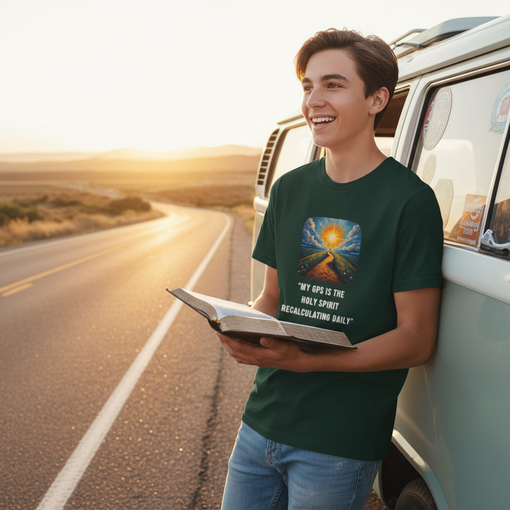 Holy Spirit GPS T-Shirt – Faithwear for Daily Guidance, Trust & Recalibration