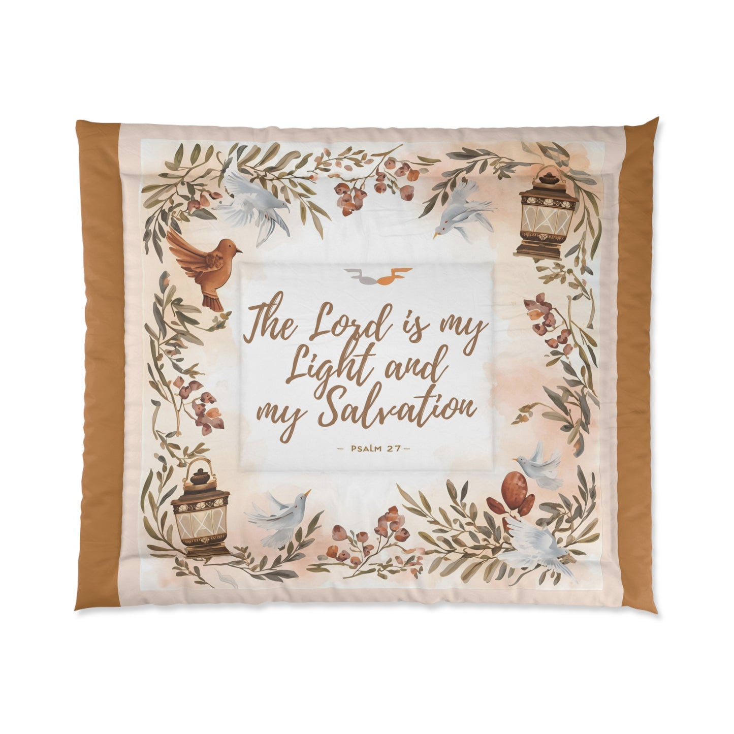 Comforter - 'The Lord is my light and my salvation' Rustic Floral Scripture Bedding