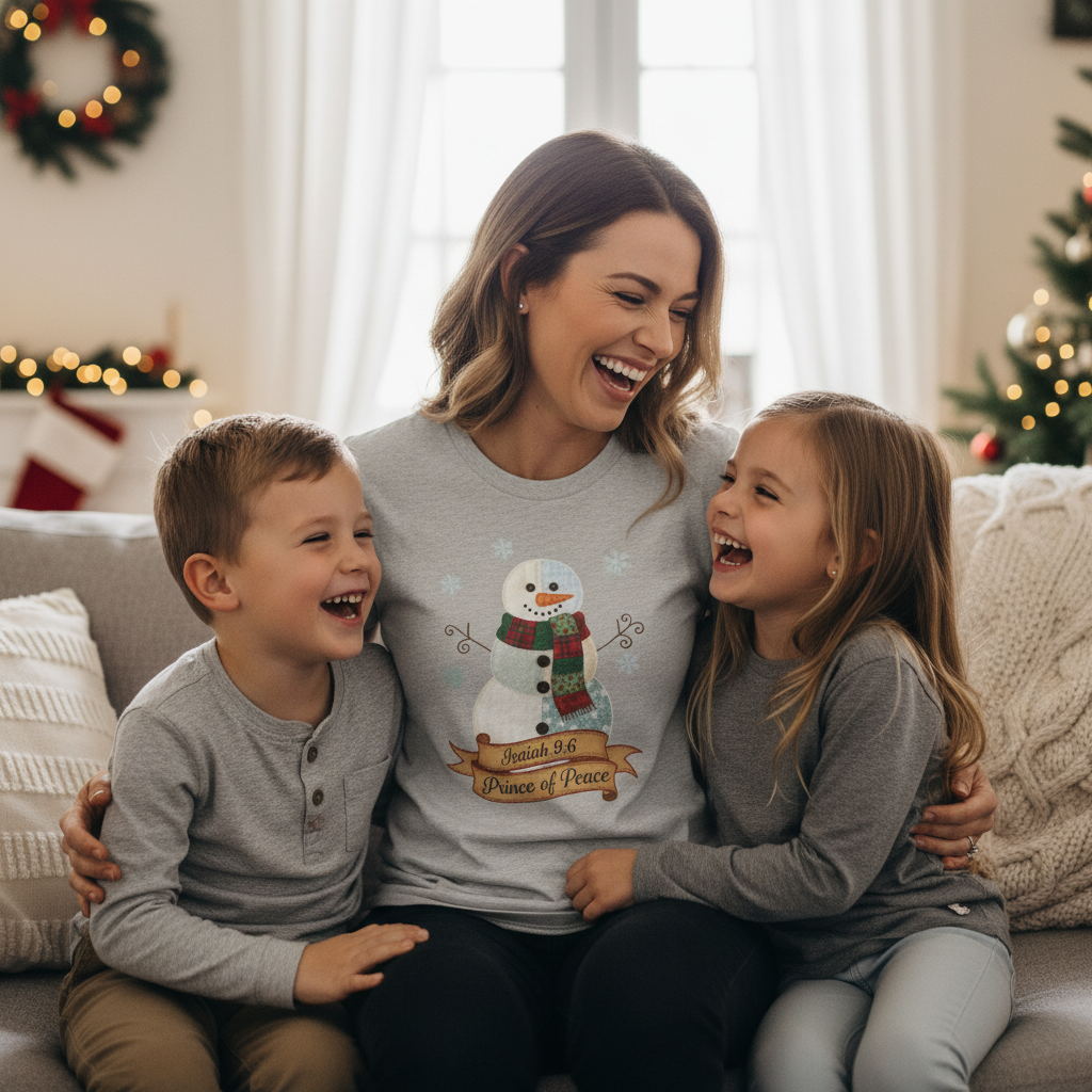 Prince of Peace Snowman T-Shirt — Isaiah 9:6 Christmas Tee