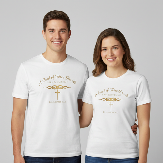 A Cord of Three Strands Christian T-Shirt — Ecclesiastes 4:12 Faith Tee