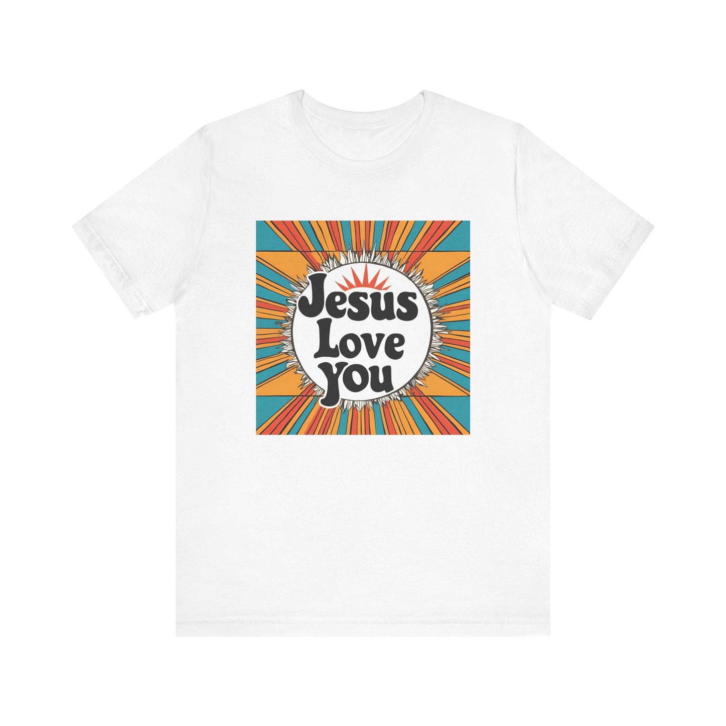 Retro Sunburst “Jesus Love You” T-Shirt – Bold Faith, Vintage Comfort