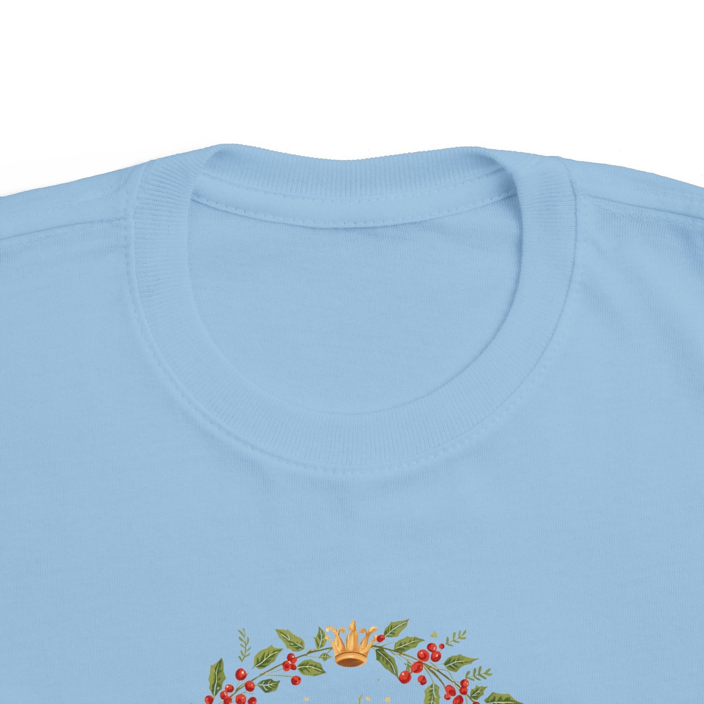 Toddler Tee — 'Born Is the King. Manger Animals. Holiday Wreath Christmas Shirt