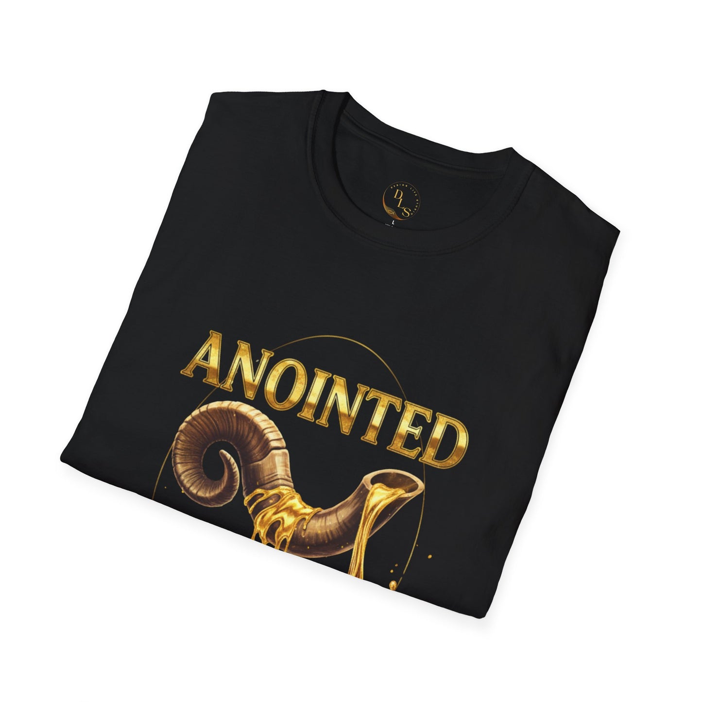 Anointed Psalm 23:5 T-Shirt — Gold Anointing Oil & Horn Design