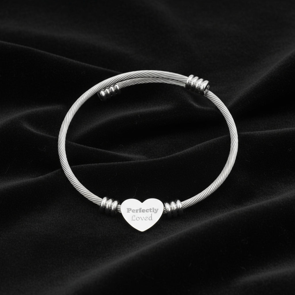 Engraved Heart Cuff Bracelet - Perfect Gift for Loved Ones