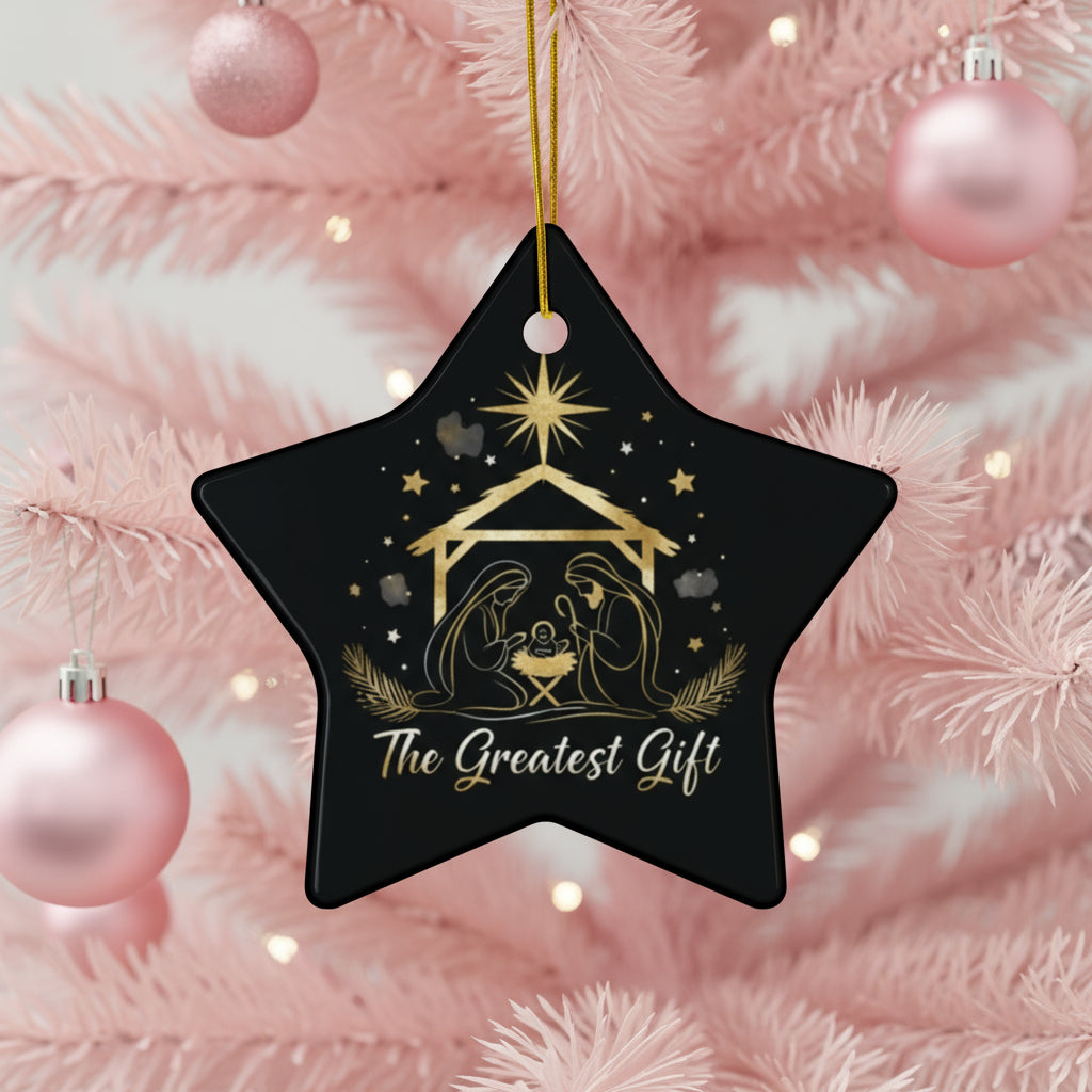 Ceramic Ornaments, Jesus Nativity Ornament, 2-Side Print (1pc, 3pcs, 5pcs, 10pcs)