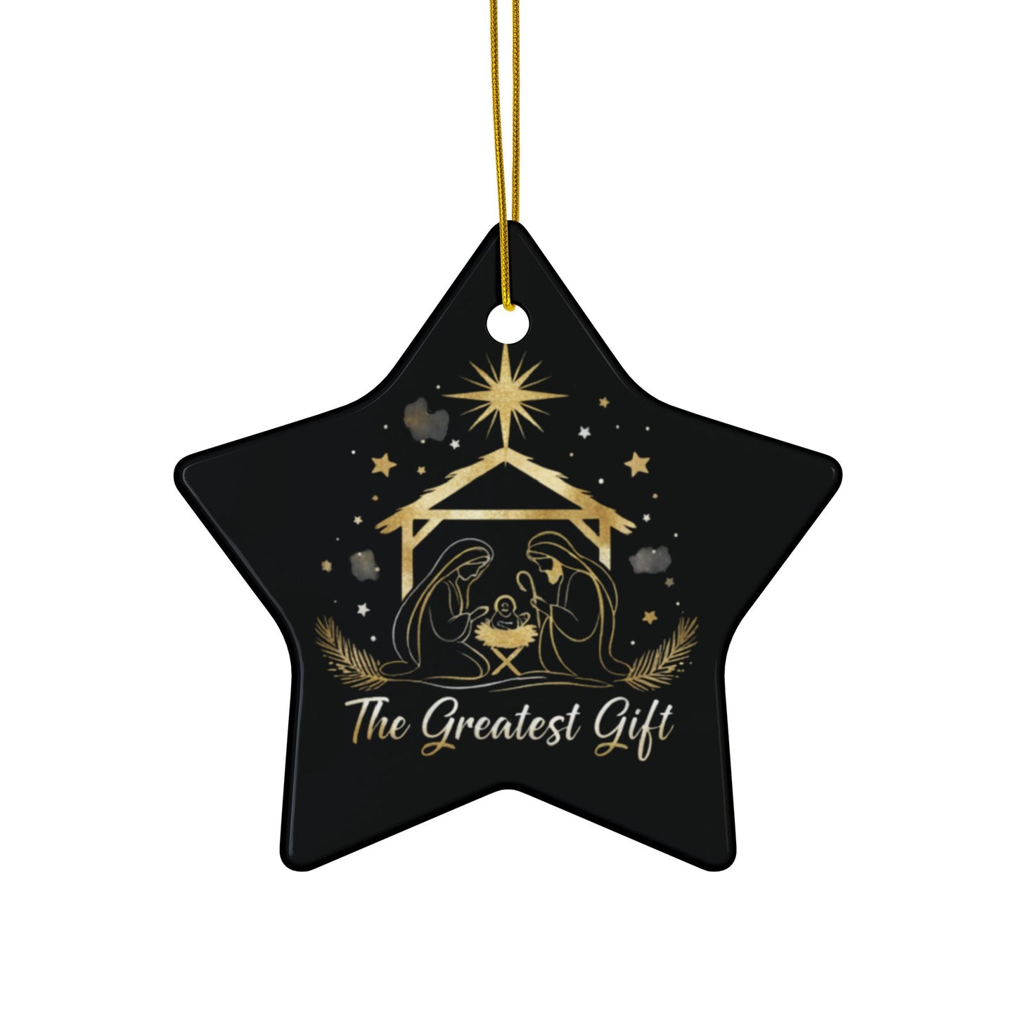 Ceramic Ornaments, Jesus Nativity Ornament, 2-Side Print (1pc, 3pcs, 5pcs, 10pcs)