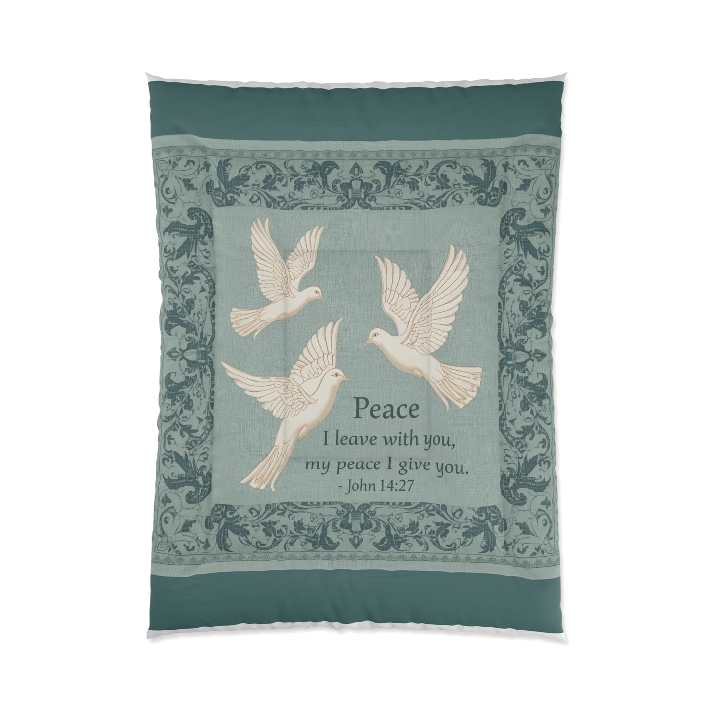Comforter — Peace Doves John 14:27 Religious Quilt Cover
