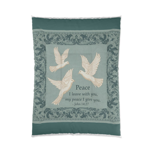 Comforter — Peace Doves John 14:27 Religious Quilt Cover