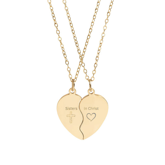 Engravable Break-Apart Heart Necklace Set – Best Friends / Couples Matching Pendant