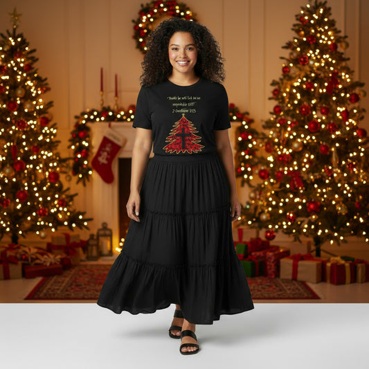 Christmas Tree Inspirational Tee, Unisex Short Sleeve Shirt, Holiday Gift, Christian Apparel, Faith-Based T-Shirt