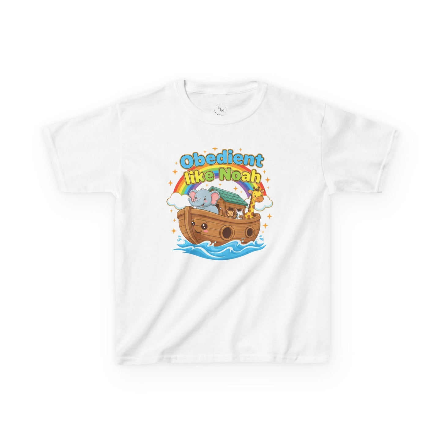 Kids Tee — "Obedient Like Noah" Cute Noah's Ark Bible Shirt