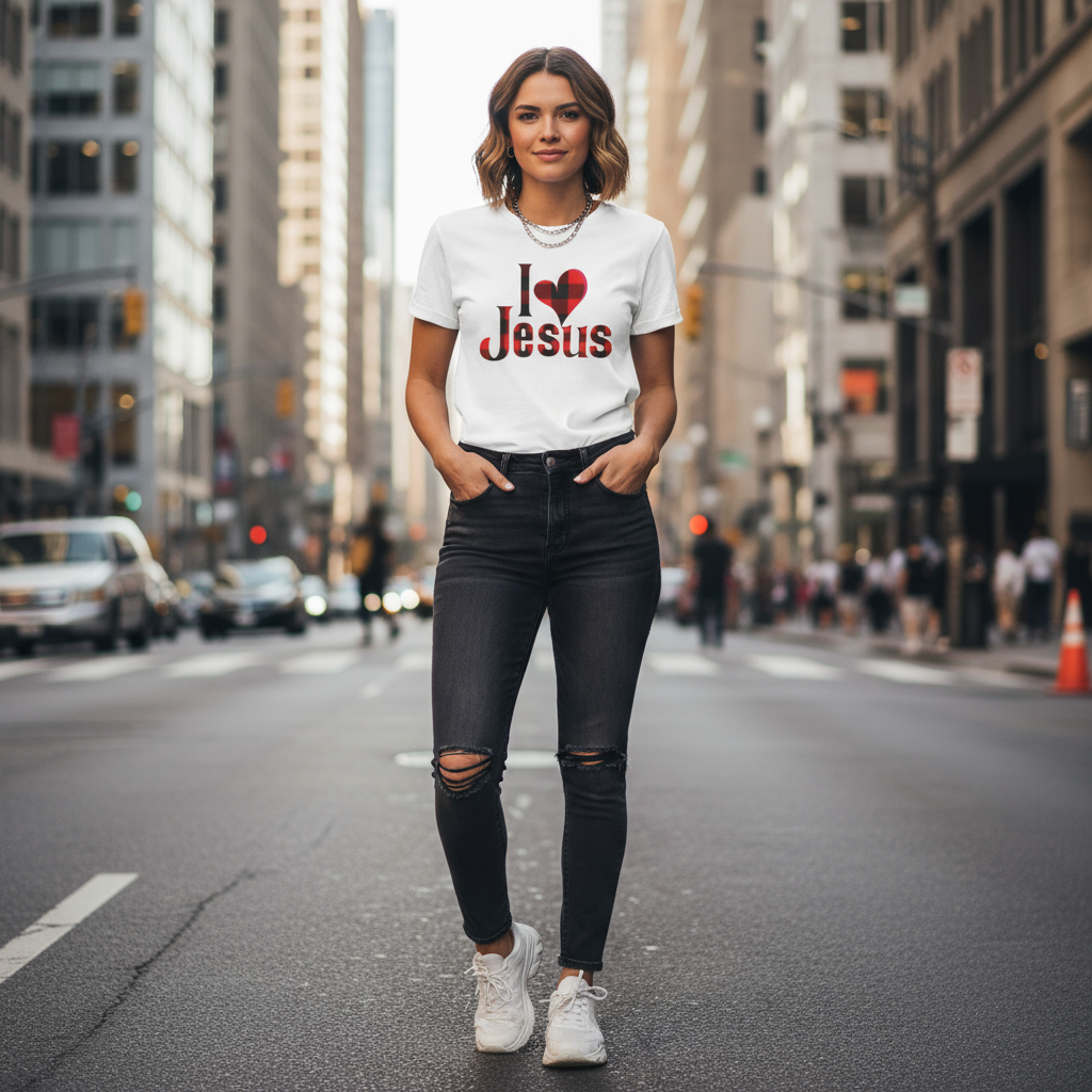 I LOVE Jesus - Jersey Short Sleeve Tee