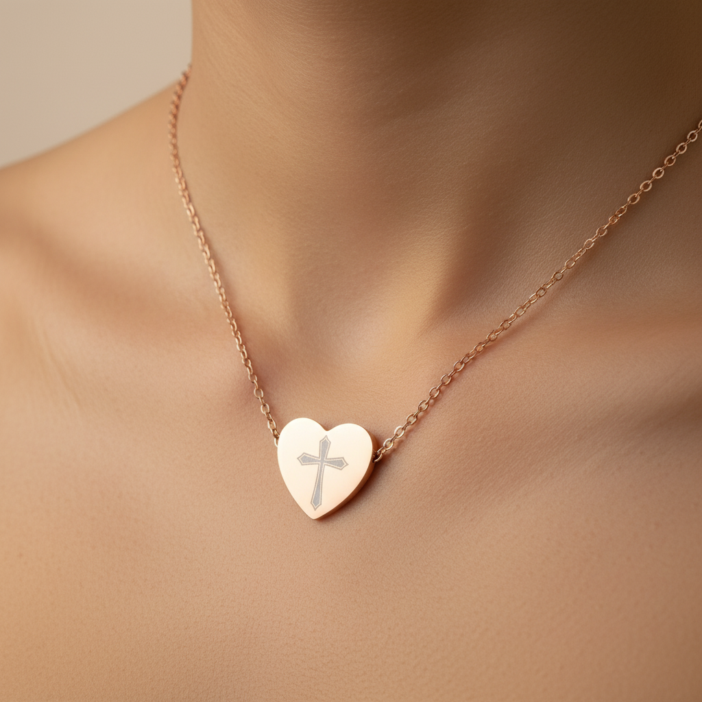 Heart cross Necklace (Engraving)