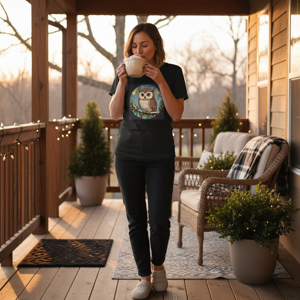 Inspirational Owl Graphic Tee - Psalm 91:4