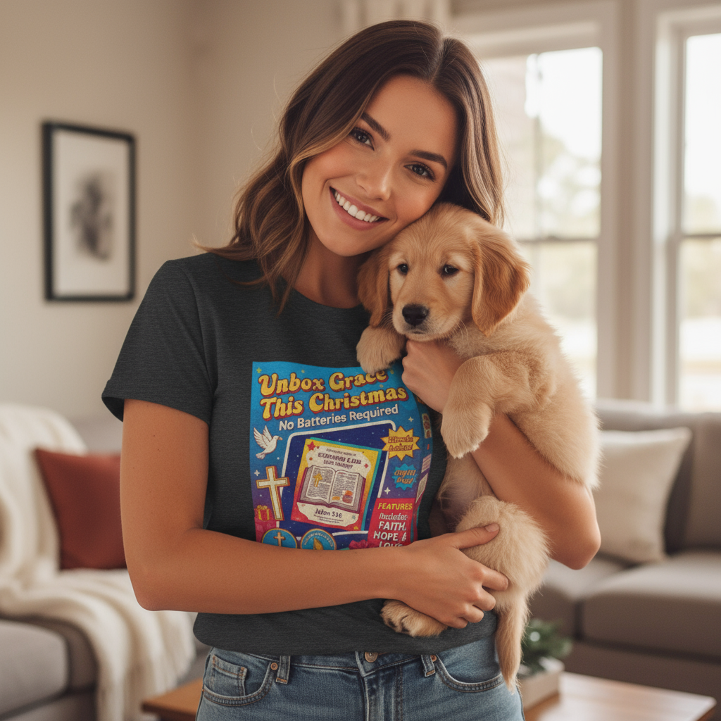 Christmas Faith Tee — “Unbox Grace This Christmas” Graphic T-Shirt