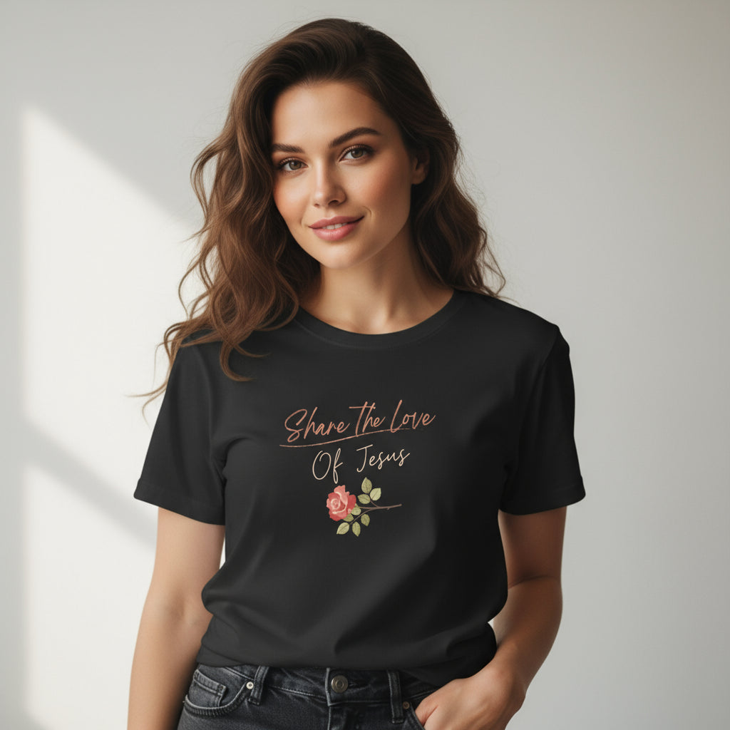 Classic Rose Share the Love of Jesus T shirt beautiful and elegant.
