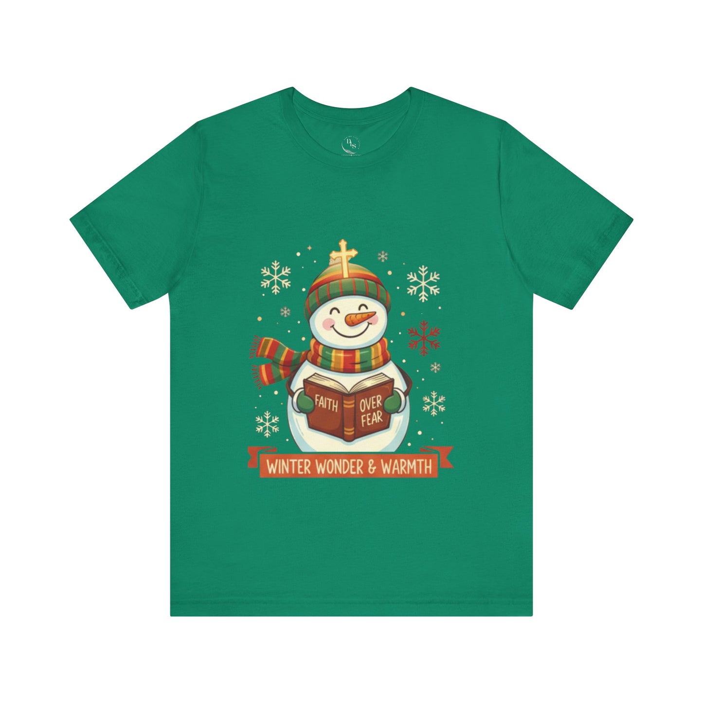 Winter Wonder Warmth Snowman Christmas Tee - Faith Over Fear Snowman Design