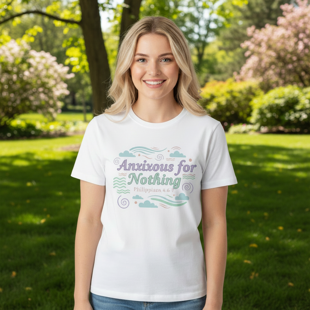 Anxious for Nothing T-Shirt — Calm Pastel Faith Tee