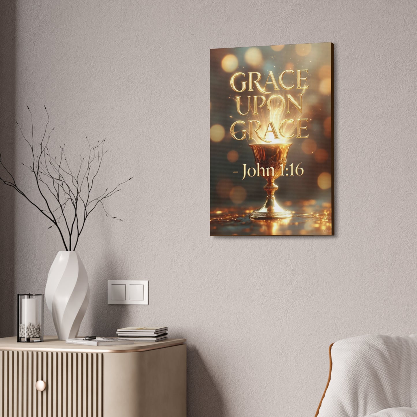 "Upon Grace" John 1:16 Canvas Wall Art