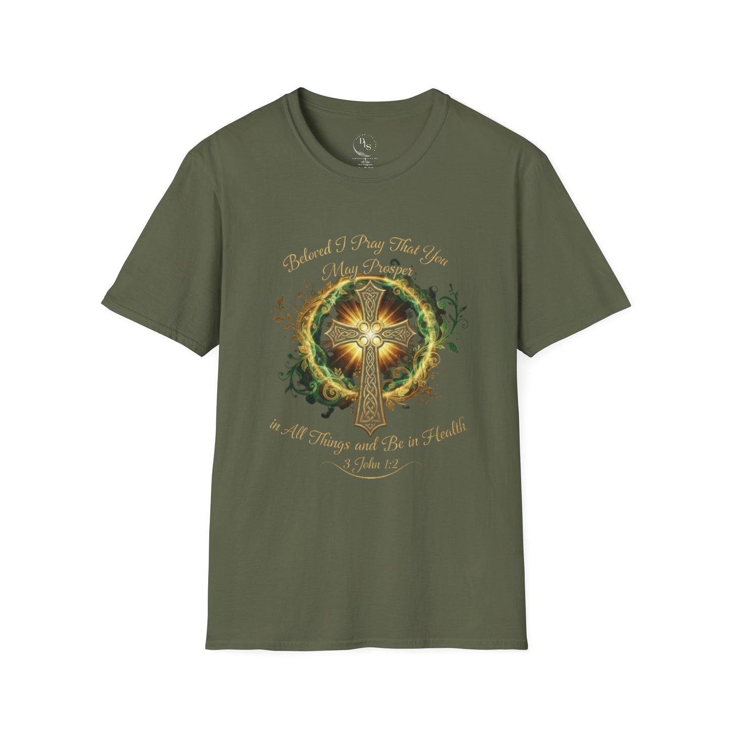 T-Shirt — Celtic Tree of Life Floral Beloved I pray that you may prosper even as my soul prospers Design (Earthy Nature Graphic)