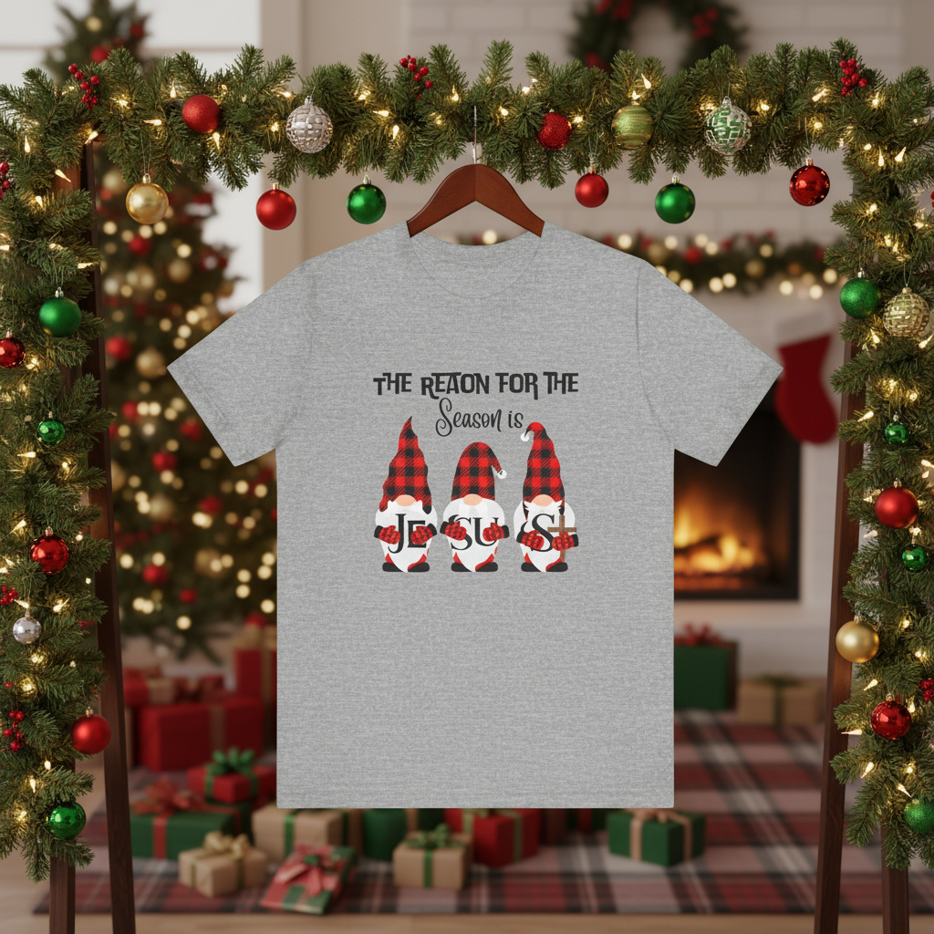 Gnome-themed Holiday Tee, Unisex Jersey Short Sleeve T-Shirt, Perfect for Christmas, Family Gatherings, Holiday Parties, Gift for Him/Her