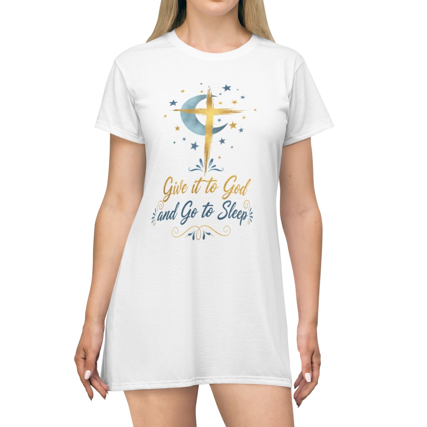 Christian Nightwear T-Shirt Dress - "Give it to God and Go to Sleep"