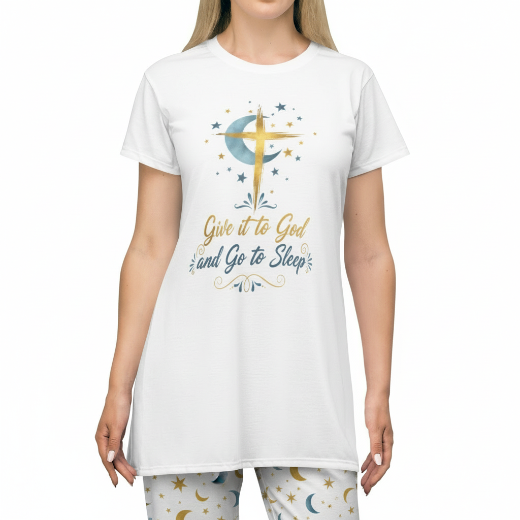 Christian Nightwear T-Shirt Dress - "Give it to God and Go to Sleep"