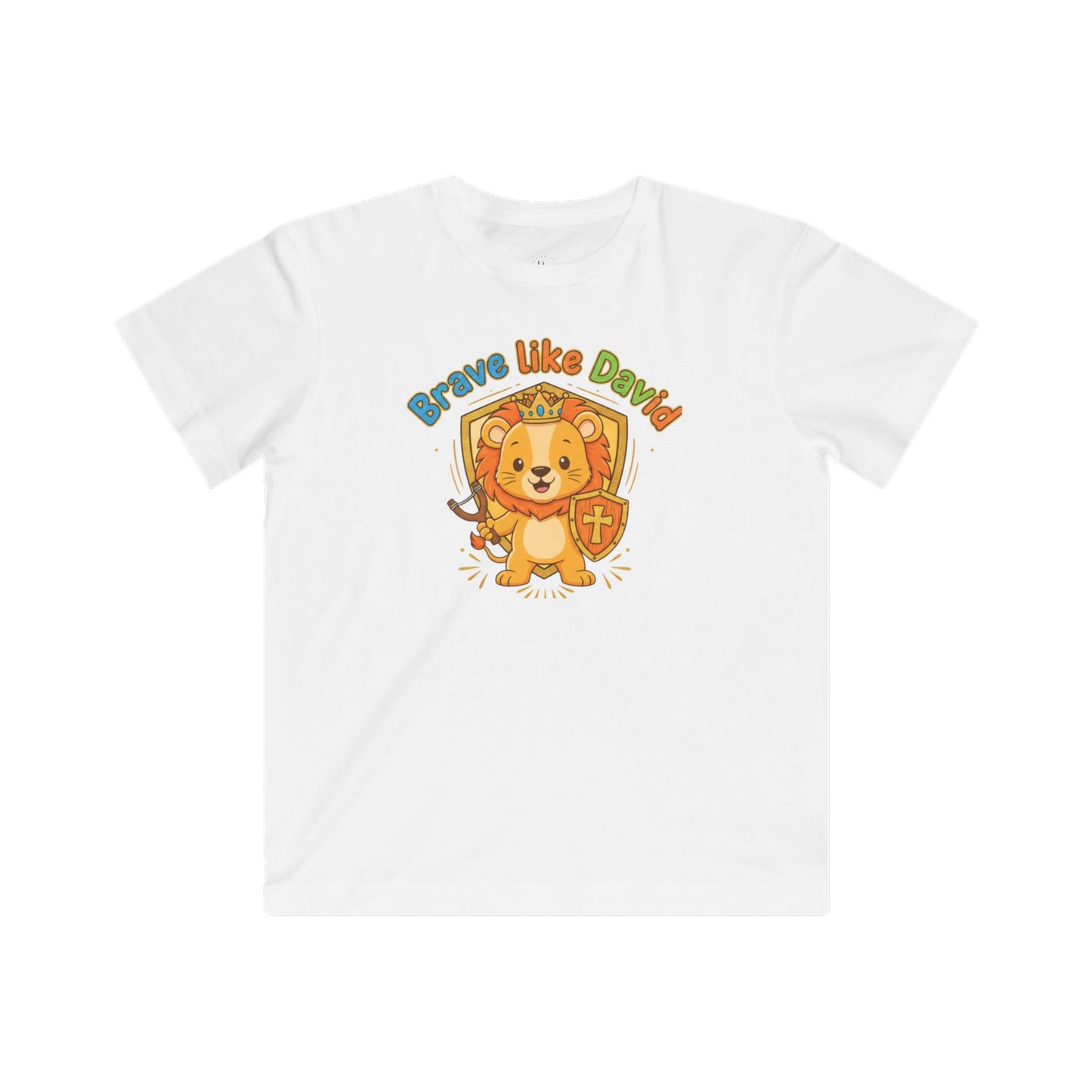 'Brave Like David' Kids Tee — Cute Lion Knight Children's T‑Shirt