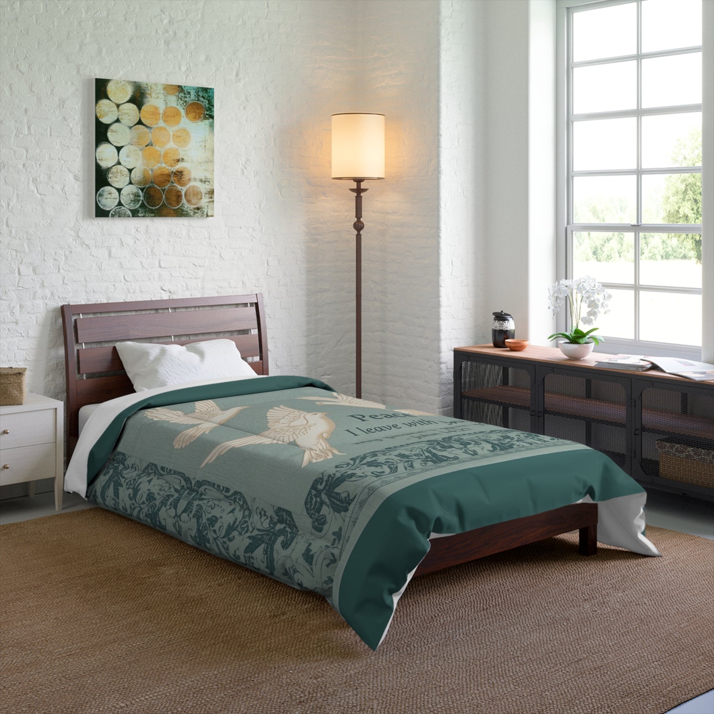 Comforter — Peace Doves John 14:27 Religious Quilt Cover