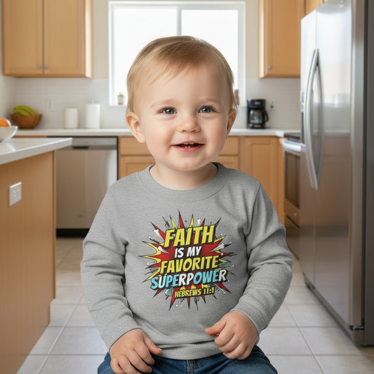 Faith is My Favorite Superpower Toddler Long Sleeve Tee