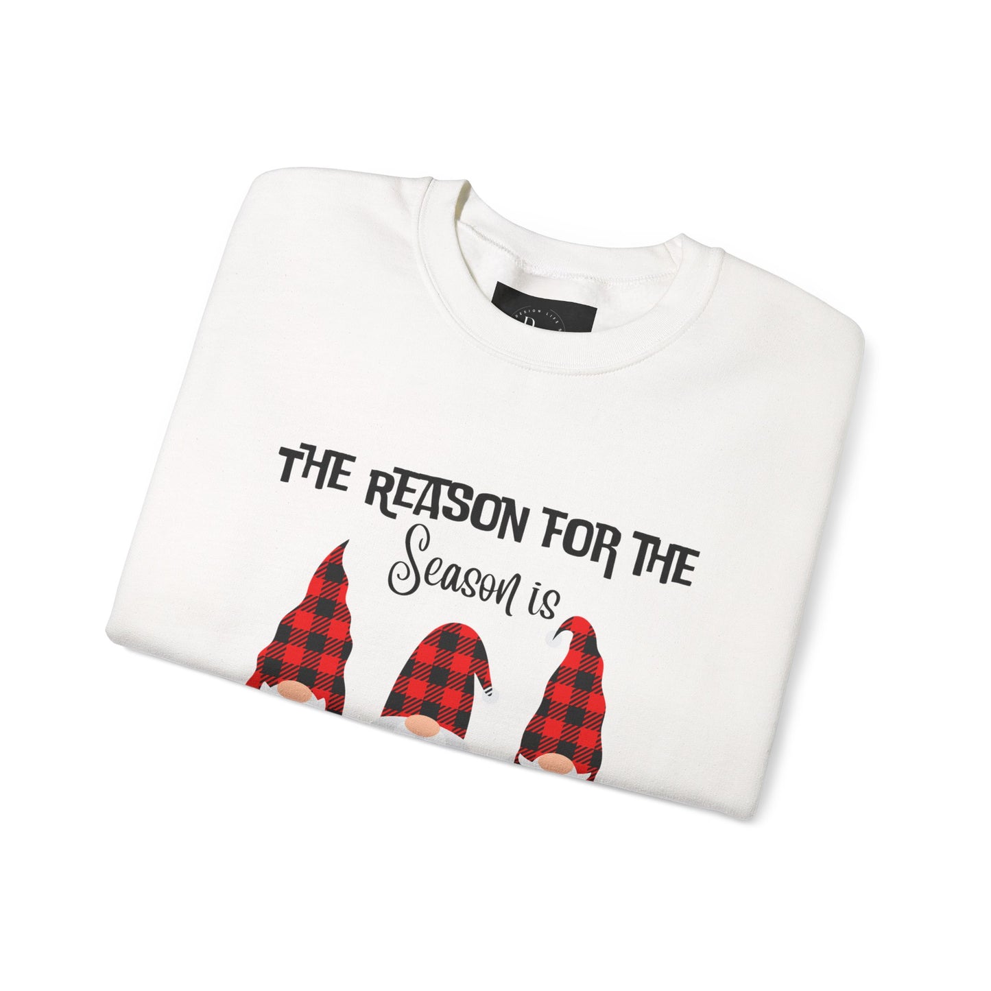 Christmas Gnome Sweatshirt – “The Reason for the Season” Buffalo Plaid Crewneck