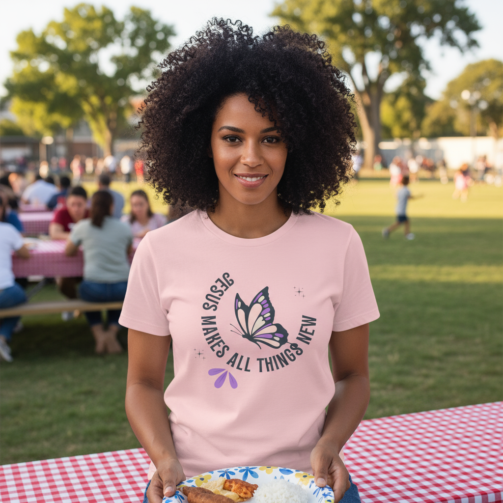 Butterfly Faith T-Shirt — "Jesus Makes All Things New" Christian Inspirational Tee