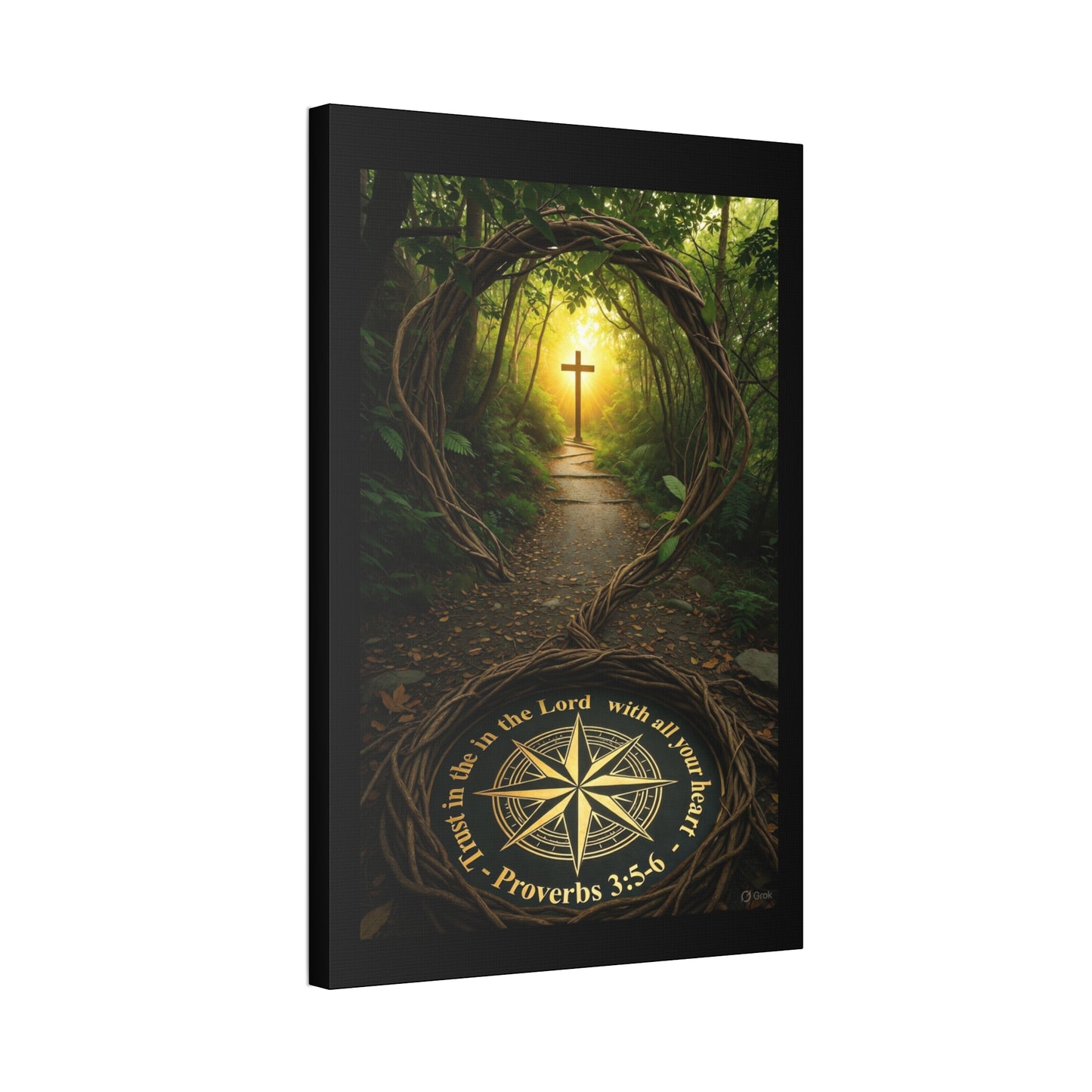 Christian Canvas Wall Art — 'Trust in the Lord' Cross Pathway (Proverbs 3:5-6)